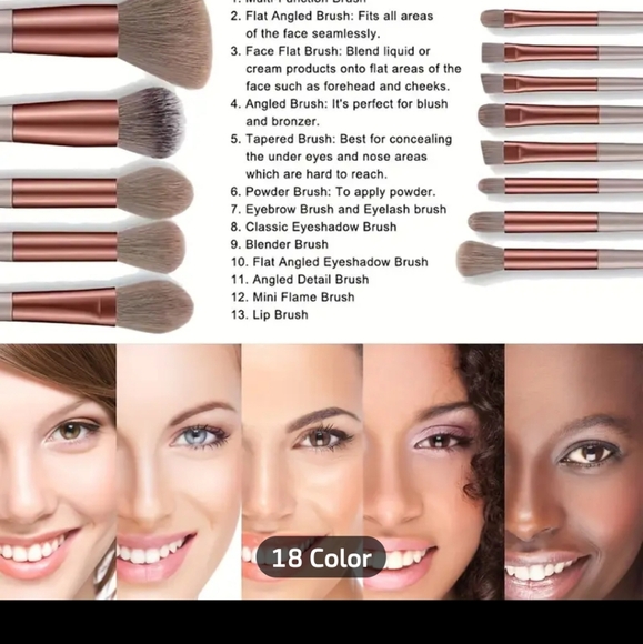 Brand new 13 piece makeup artist makeup brush set. brown chocolate color - Picture 11 of 11